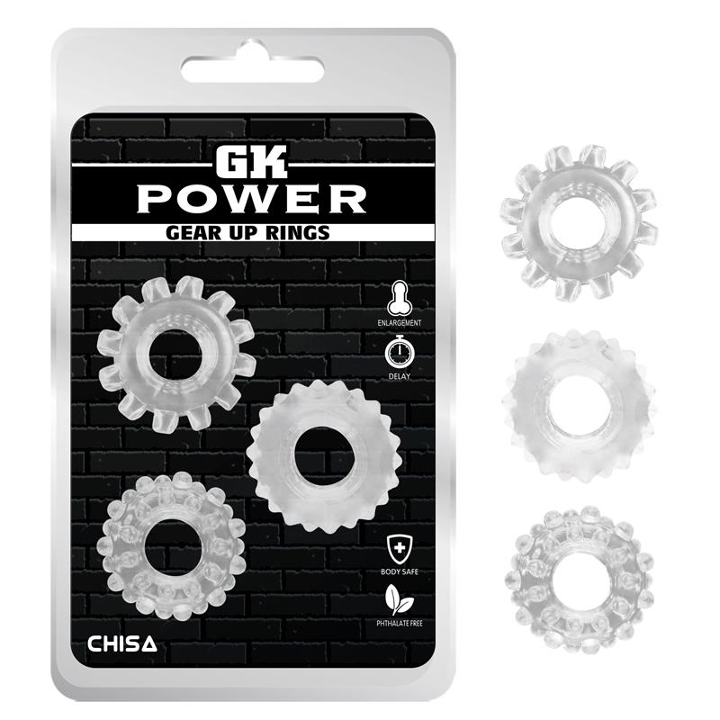 Set De Anillos Para Pene Silicona Jelly Gear Up Rings - Translucido