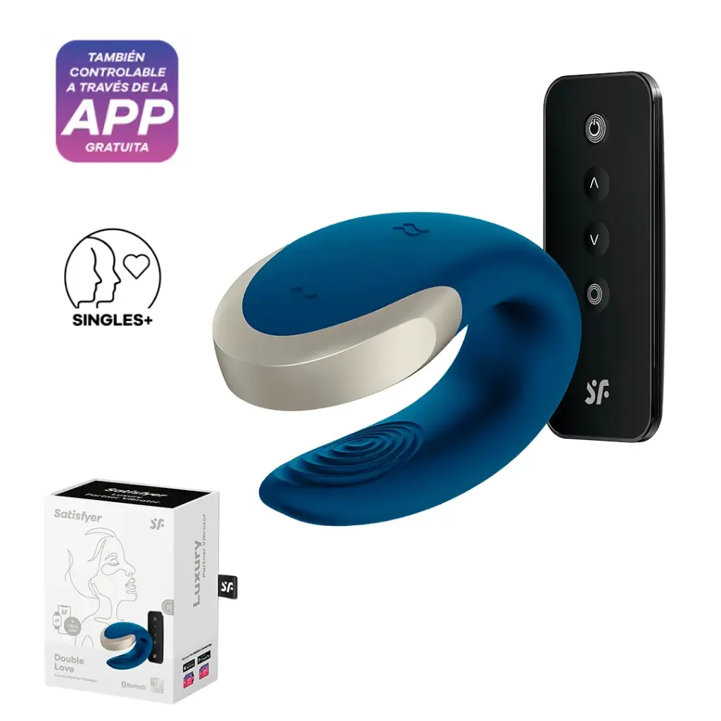 [4061504002446] Satisfyer Double Love control app ideal para parejas - Azul Marino