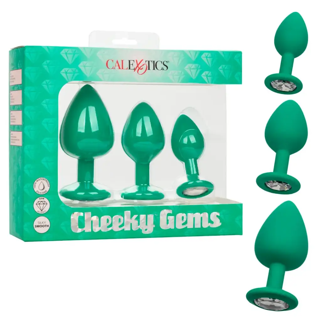 Kit de 3 Plug con Joyas Cheeky Gems - Verde