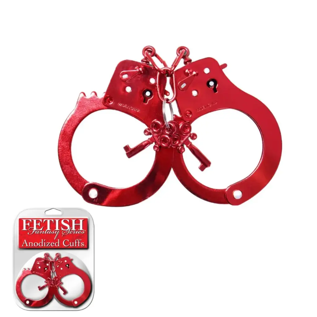 Fetish Fantasy Anodized Cuffs Esposas Metalicas - Rojo
