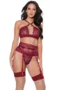 Coquette Set Pinot Noir Bra Garter Belt - S