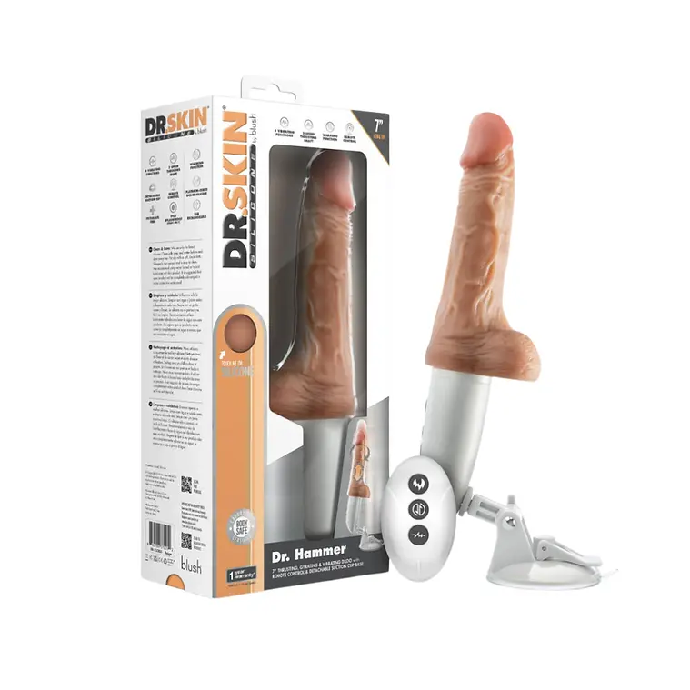 [810138370292] Maquina sexual Dr. Skin Silicone Dr. Hammer a Control Remoto Telescopica y Vibraciones