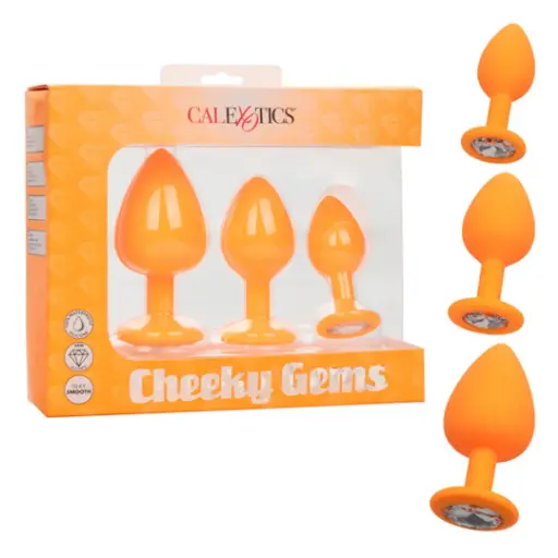 [CAL-CheekyGems-Naranja] Kit de 3 Plug con Joyas Cheeky Gems - Naranja 