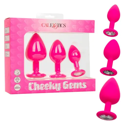[CAL-CheekyGems-Fucsia] Kit de 3 Plug con Joyas Cheeky Gems - Fucsia