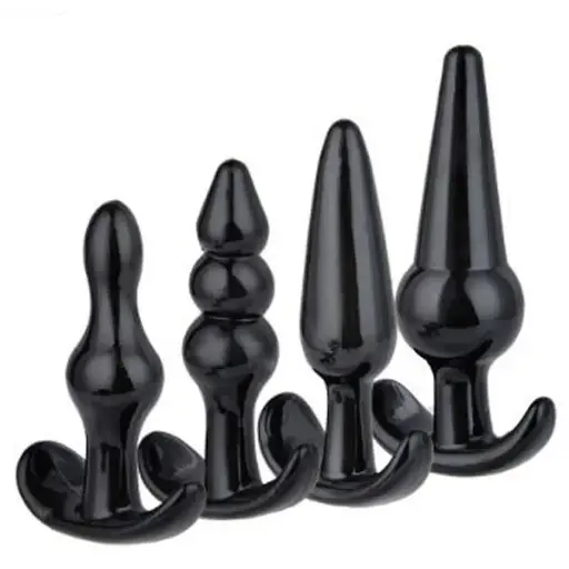 [KitPlug4-Negro] Kit De 4 Plug Anal  Iniciadores Anales - Negro