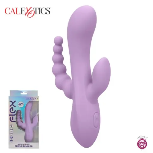 [716770111708] Calexotics Flex Bend & Hold Triple Rumbler Vibrador Rabbit Triple Penetración Ultra suave y flexible