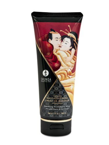 [SH-Crem-Fresa] Crema para masajes comestible Shunga 200 ML - Vino Espumante de Fresa